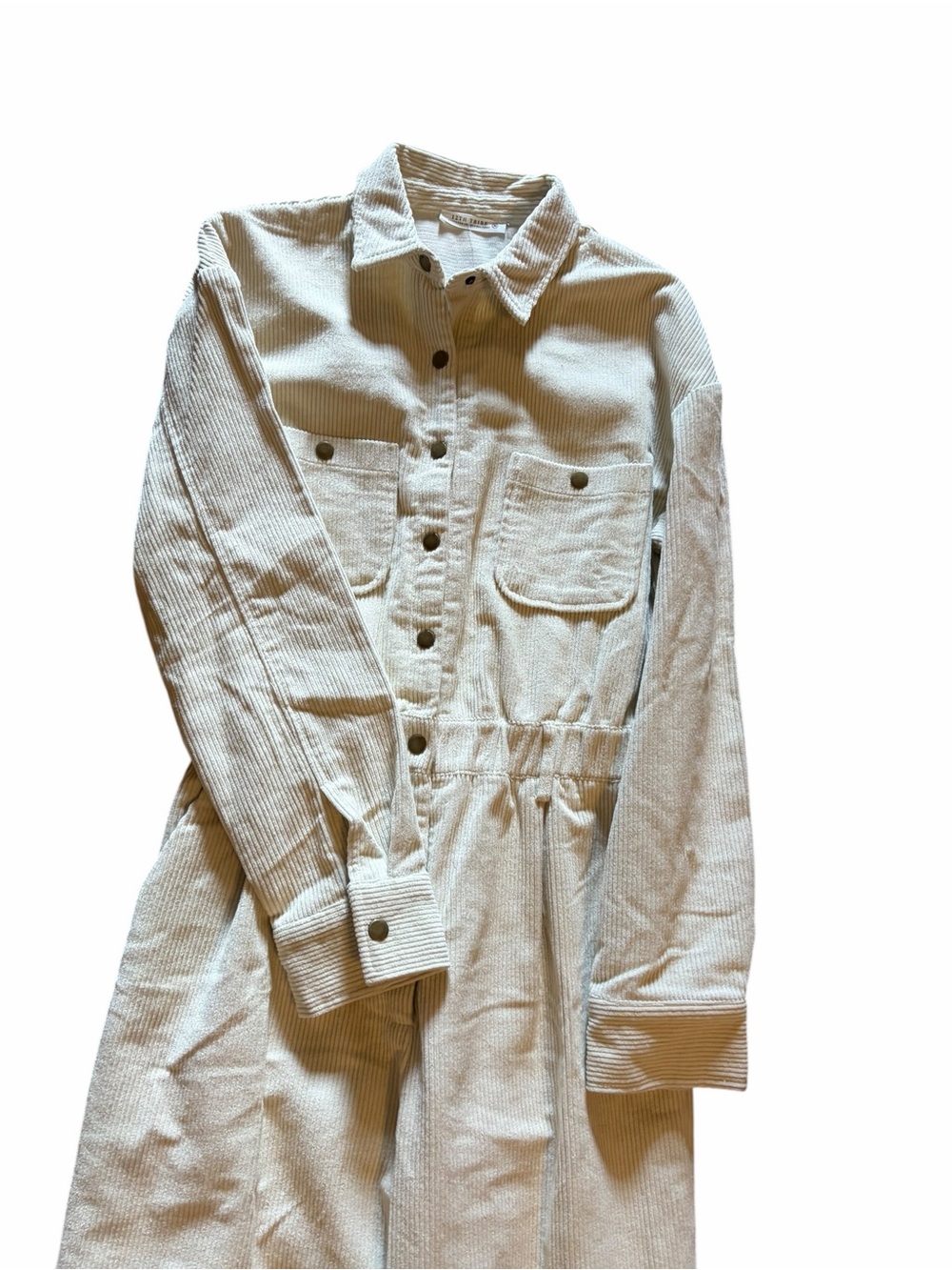 12th TRIBE Bowie Beige Corduroy Jumpsuit - Picture 5 of 7